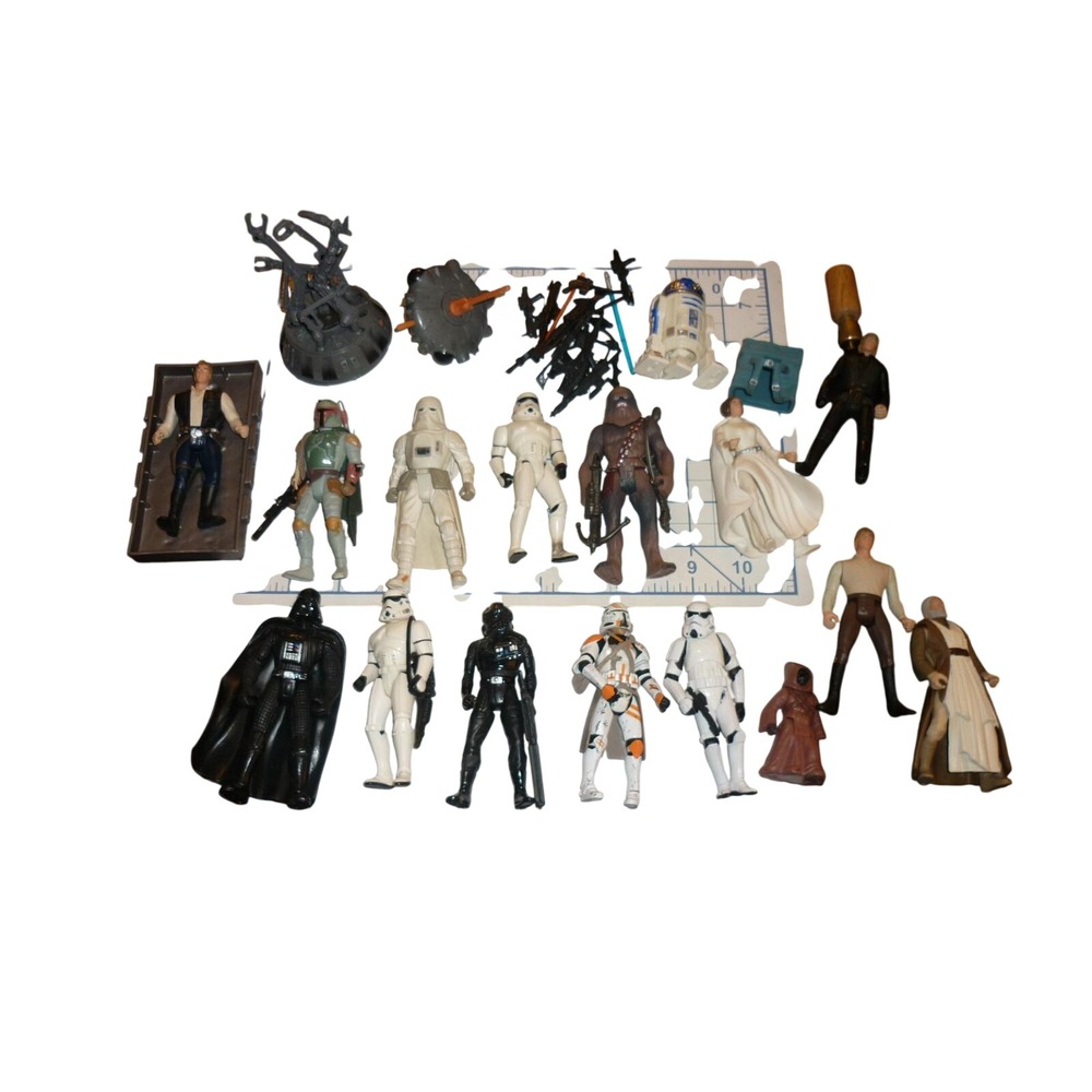 Star Wars Action Figures Lot 15 POTF2 Boba Fett Vader Han Carbonite Droids